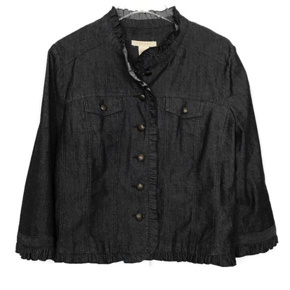 Sandro Lightweight Denim Jacket Washed Black Size Large - Picture 1 of 10